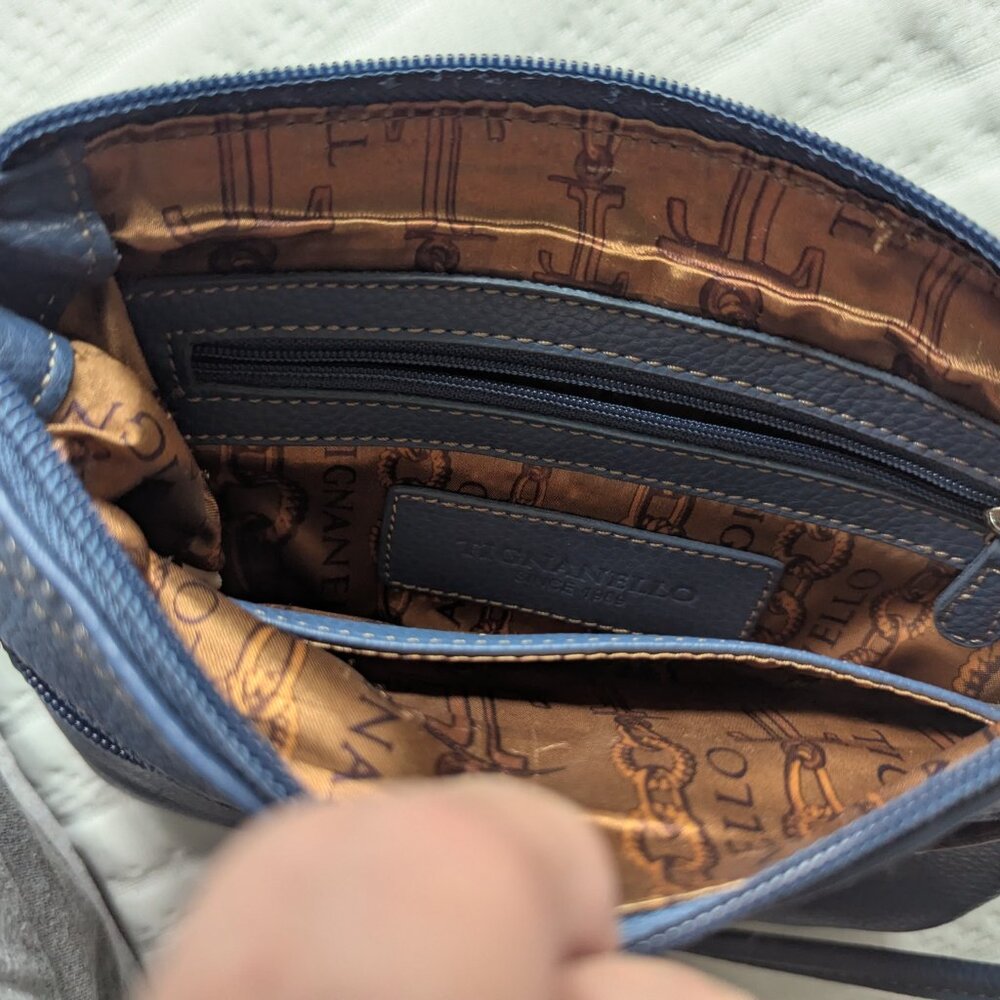 Tignanello textured Leather, Medium Blue, Crossbody Bag - Picture 4 of 5